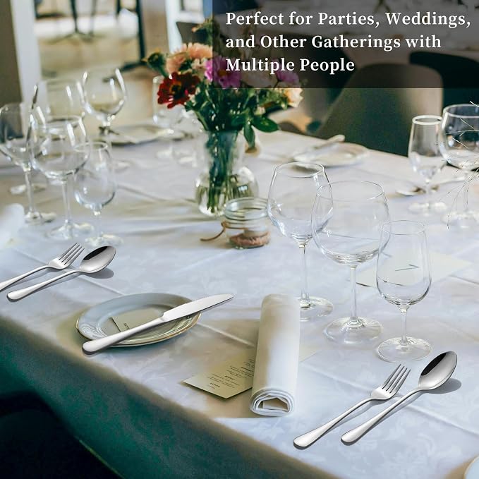 12-Piece Silverware Set for 4 - Stainless Steel Flatware Cutlery Set Service for 4, Mirror Polished Flatware Set Include Forks Spoons Knives for Home, Wedding, Restaurant, Dishwasher Safe