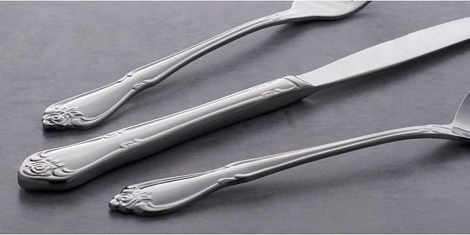 Oneida True Rose Dinner Forks,silver set of 4 | mirror finish, dishwasher safe | cutlery set for kitchen and dining, utensil set, heavy duty, kitchen essentials