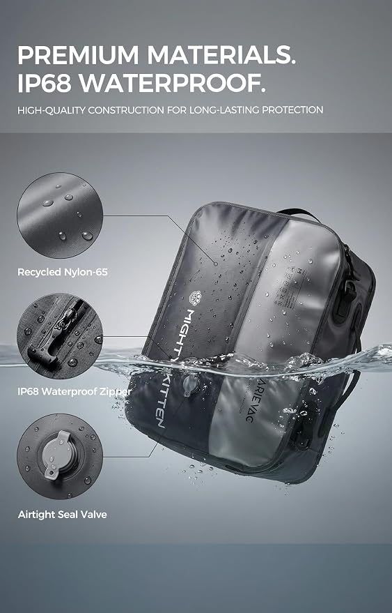 IKYWT Travel Vacuum Seal Bag with Pump, 21L Compression Packing Cube Kit with 270° Zipper, Reusable Waterproof Vacuum Storage for Carry-On & Small Checked Luggage (2-Pack)