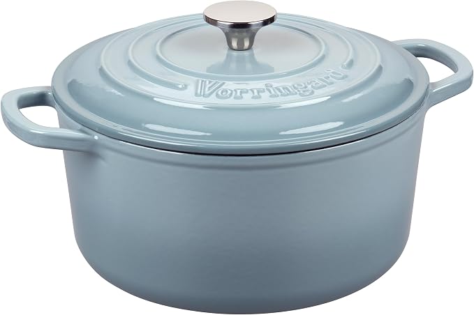 Enameled Cast Iron Dutch Oven Pot with Lid, for Sourdough Bread Baking, Round Dutch Ovens, 4.5 Quart, Sea Salt