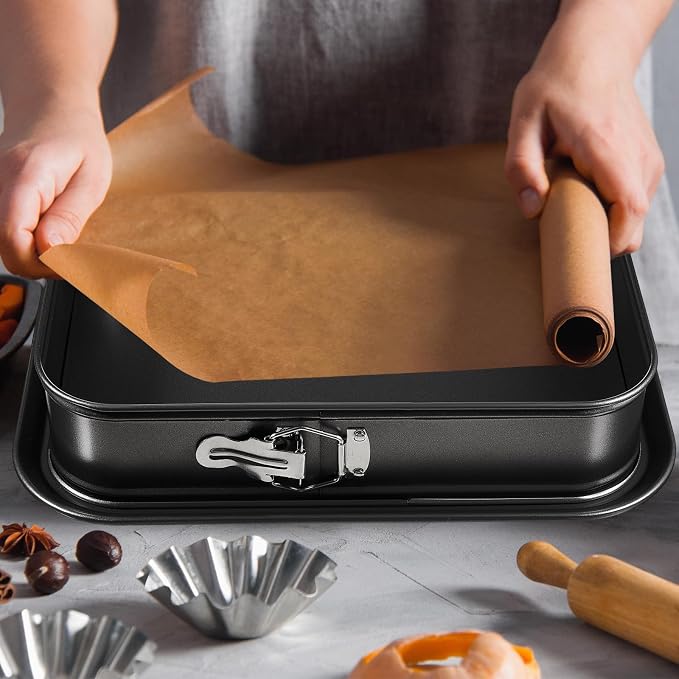 Uiifan 2 Pcs Non Stick Springform Pans Cheesecake Pan Rectangle Springform Pans Square Cake Pan with Removable Bottom for Kitchen Baking Roasting Muffin Bread Cake Brownie Bakeware (13 x 9 x 3 in)