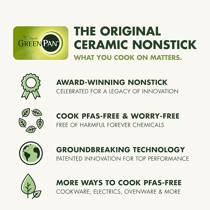 GreenPan Nonstick Reserve Pro 8" Frying Pan, NSF Certified Ceramic, Hard Anodized PFAS-Free Skillet, Stainless Steel Handles, Oven & Dishwasher Safe, Black