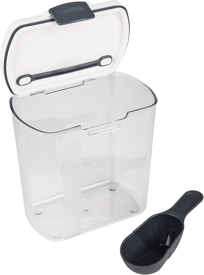 ProKeeper 2.5-Quart Grain Storage Container with Hinged Lid, Clear – BPA-Free, Airtight Seal, 5.5 x 7.65 x 7.25" | Includes Scoop, Hinged Lid, and Measurement Markings, Ideal for Rice, Beans, Grains, and Oats, BPA-Free and Dishwasher Safe