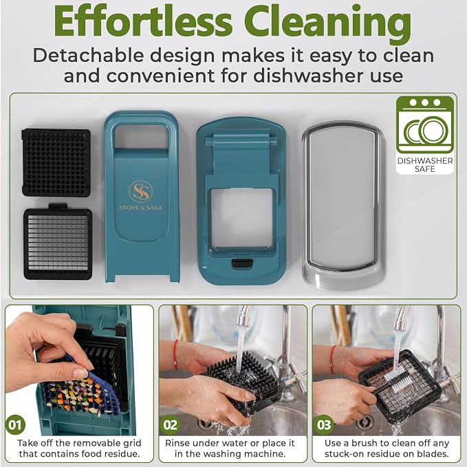 Multifunctional Vegetable Chopper & Mandoline Slicer, Veggie Chopper | Removable Grid ,8 Interchangeble Blades, Onion Chopper, Easy to Clean, Dishwasher Safe, Fruit Slicer Onion Dicer