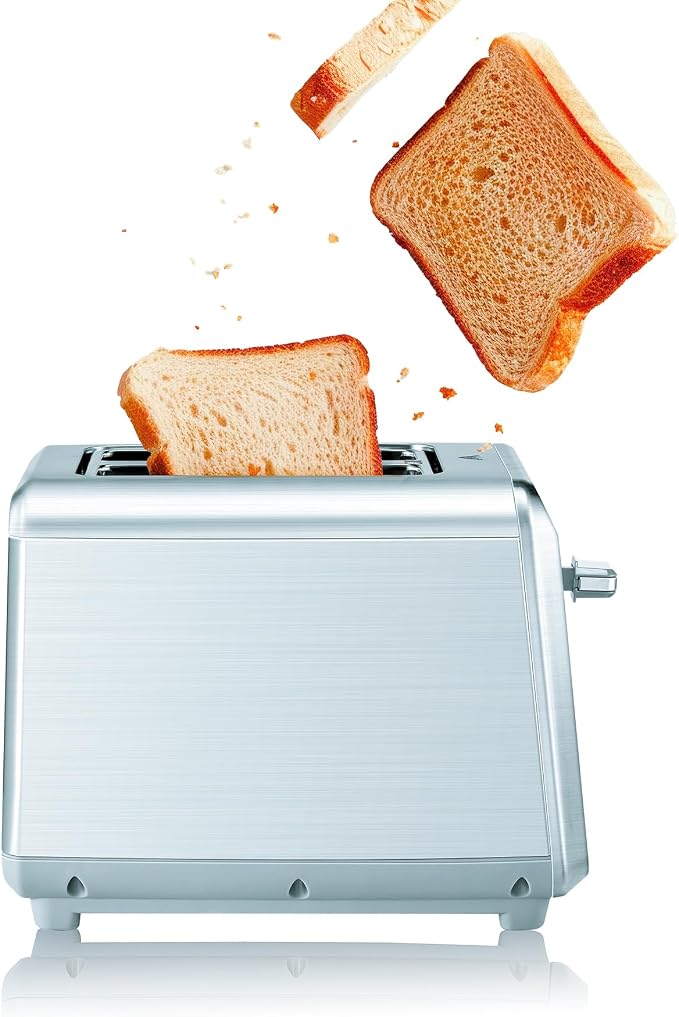 LIVWELL Smart Touch 2-Slice Metal LED Toaster - Brushed SS Finish | LED Touch Screen, 6 Browning Levels, Countdown Timer, Cancel Function, Defrost Setting, Even Heating, Compact Design