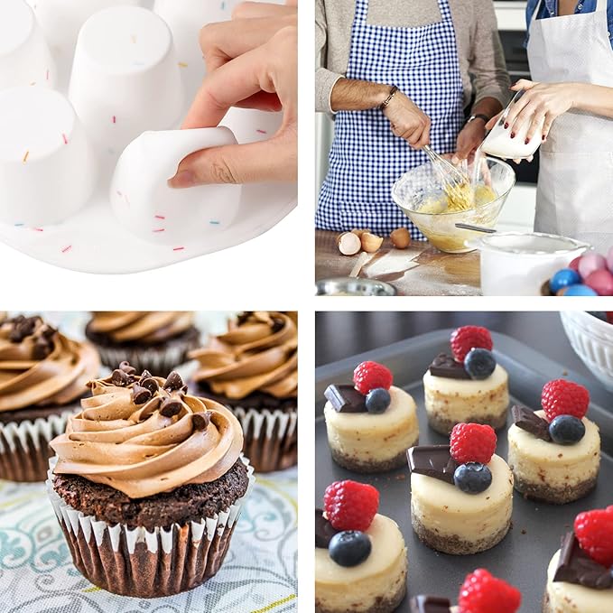 SHEbaking Egg Bites Silicone Mold 7 Cups Egg Bite Mold Non-Stick Air Fryer Egg Mold Muffin Pan for Baking Egg Bite Maker for Mini Muffins, Tart, Mini Cupcake BPA Free