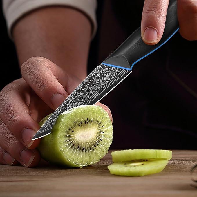 Paring Knife 3.75 Inch with 67-Layer Japanese Damascus Steel, G10 Handle | Damascus Fruit Knife with Ergonomic Full-Tang Handle, Kitchen Utility Knife with Gift Box - Zeus Series