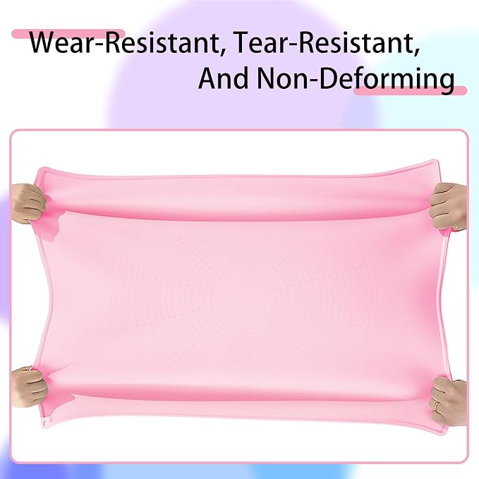 Silicone Pastry Mat 32" x 24", Extra Thick Non-stick Dough Rolling Mat | Anti-slip, Heat Reststant, Dishwasher Safe,With Cable Ties, Crem Scraper, Pastry Brush