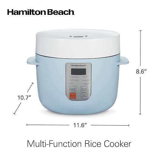 Hamilton Beach Digital Programmable Rice Cooker & Food Steamer | 12 Cups Cooked (6 Uncooked) | Slow Cooker & Hard-Boiled Egg Settings | PFAS-Free Nonstick Pot | Steam Basket | Blue