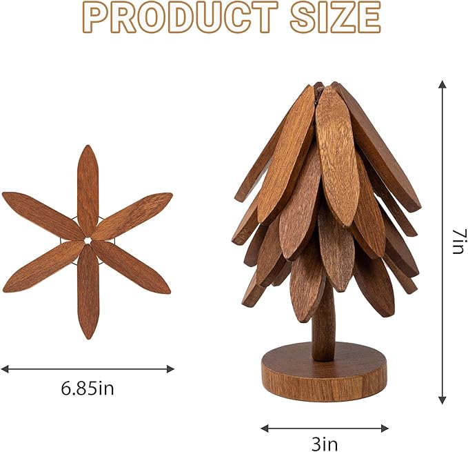 Yuoyar Wooden Tree-Shaped Trivets Set for Coffee Table, Kitchen