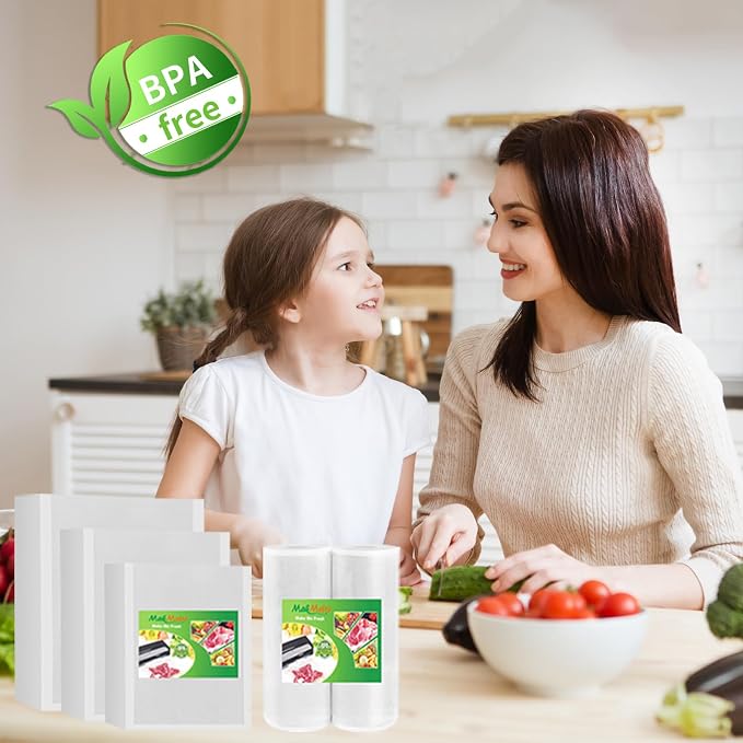 MakMeFre Gallon 11"x16"Vacuum Sealer Bags 200ct for Food Storage | BPA Free PreCut Food Grade,Commercial Grade,Heavy Duty Vacuum Food Freezer Bags,Great for Sous Vide Vacuum Sealer