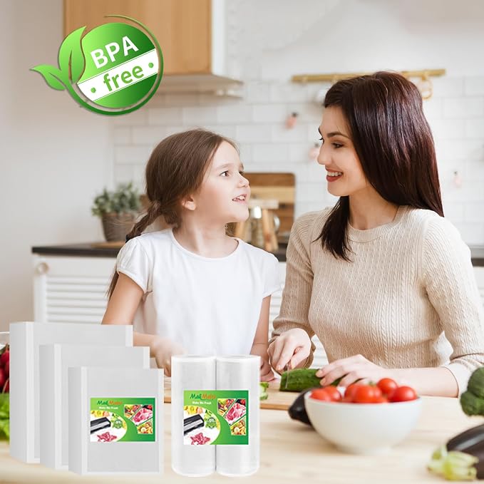 MakMeFre Plus Gallon 12"x16"Vacuum Sealer Bags 200ct for Food Storage | BPA Free PreCut Food Grade,Commercial Grade,Heavy Duty Vacuum Food Freezer Bags,Great for Sous Vide Vacuum Sealer