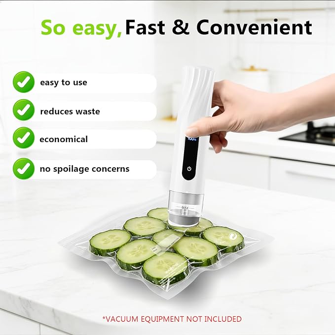 8.3 * 8.7 Inches Reusable Vacuum Sealer Bags for Food – 30 Packs | Leak-Proof & BPA-Free, Includes 6 Free Bag Clips,Ideal for Food Storage,Sous Vide,Freezer & Handheld Vacuum Sealer Compatible