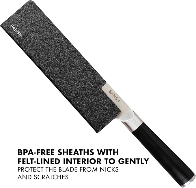 Babish 14-Piece Full Tang Forged Kitchen Knife Set – High-Carbon 1.4116 German Steel Cutlery with Protective Sheaths – Professional Chef Knife Set