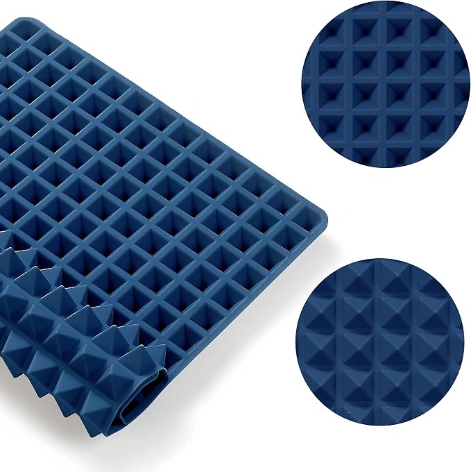 8 in 1 Silicone Baking Set - 6 Cake Molds - 2 Silicone Baking Mat, Nonstick Cookie Sheet, Cake Muffin Bread Pan with Grips and Metal Reinforced Frame More Strength, Navy Blue