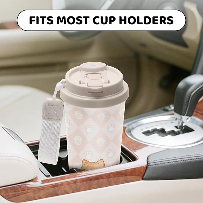 Cat Tumbler Stainless Steel 2-in-1 Lid Coffee Tumbler 18 oz Cat Lovers Insulated Travel Coffee Mug Cats Mom Gifts Water Bottle for Women Men Birthday Christmas