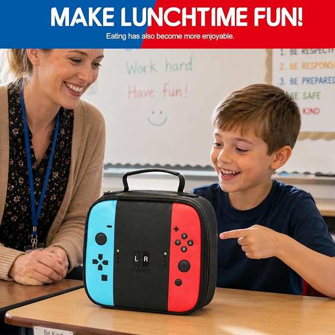 Bento Lunch Box for boys,60 OZ Insulated Bento Lunch Box with 8OZ Leakproof Leak Proof Thermos Food Jar, 3-4 Compartments Bento Box for School, BPA-Free Dishwasher Safe (Blue Red-Lunch Bag)
