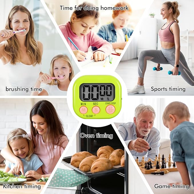 12 Pack Multi-Function Electronic Timer, Learning Management, Suitable for Kitchen, Study, Work, Exercise Training, Outdoor Activities(not Including Battery)