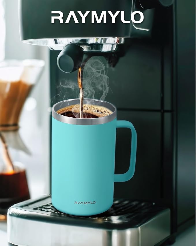 Insulated Travel Large Coffee Mug with Handle, Coffee Tumbler Cup 24oz | Detachable Lid for Thoroughly Clean, Thermal Cup with Double-Wall Stainless Steel Vacuum Insulation, Spill Proof & BPA Free