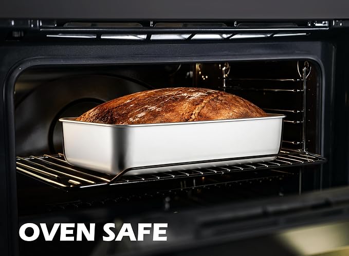Leonyo 12x5IN Large Stainless Steel Loaf Pans for Baking Bread, 4 Pack | Non-Toxic Long Rectangular Metal Sandwich Bread Loaf Pans Tin for Homemade Meatloaf Sourdough Bread, Dishwasher Safe