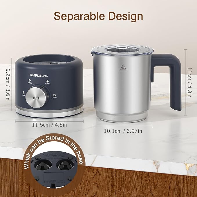 SIMPLETASTE Milk Frother, 4 in 1 Electric Milk Steamer, 16.91oz/500ml Automatic Warm and Cold Foam Frother for Coffee, Latte, Macchiato, Cappuccino, Hot Chocolate, Easy to Clean
