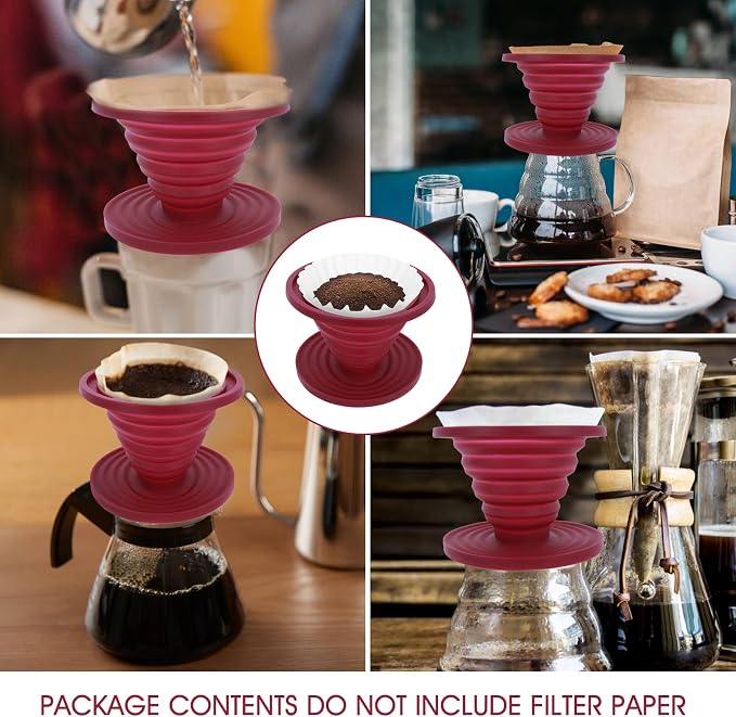 Prasacco Pour Over Coffee Dripper Foldable Travel Pour Over Coffee Maker | Portable Camping Coffee Maker Reusable Silicone Pour Over Coffee Filter for Backpacking Camping Home Office