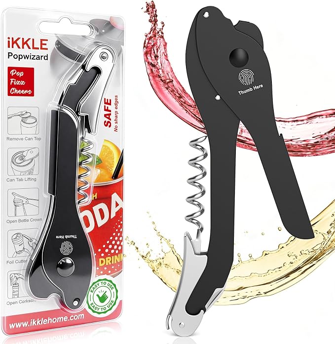 ikkle Soda Can Opener Smooth Edge 5-in-1 Portable Can Top Remover | Can Lid Remover For Beer,Canned Cocktails,Wine,Foil.Stainless Steel Ring Pull Opener,Safe Clean,For Kitchen,Bar,Camping