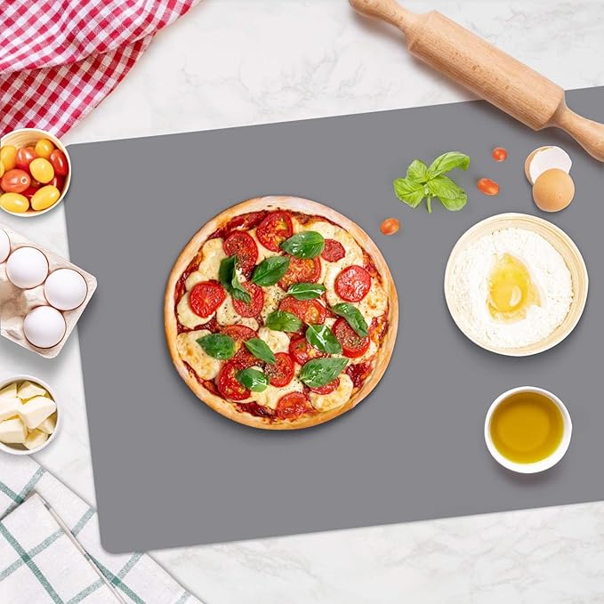 Extra Large Silicone Mats for Countertop, 28" by 20" Multipurpose Mat, Counter Table Protector, Desk Saver Pad, Placemat Nonstick Nonskid Heat-Resistant Pad, Dark Gray