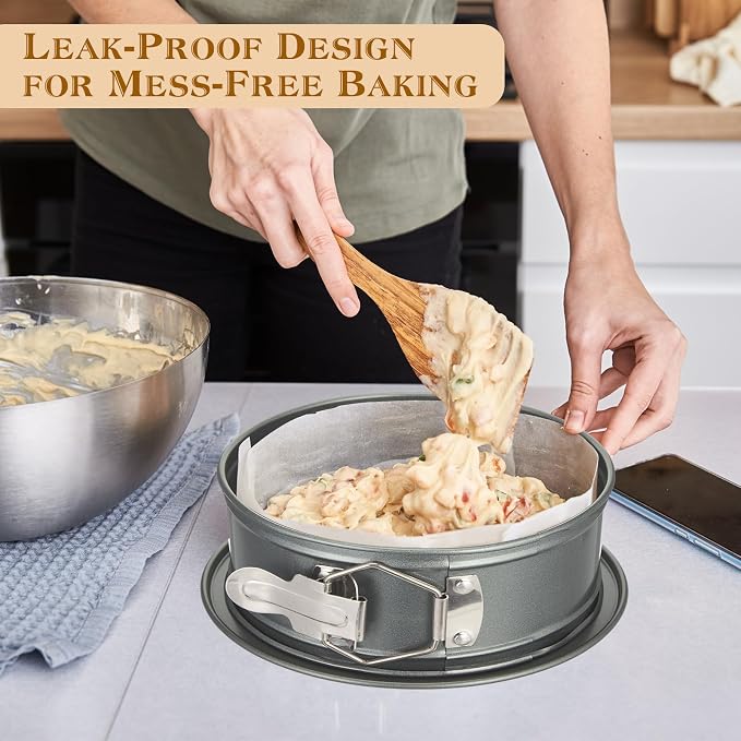 4 Pcs 6 Inch Non-stick Springform Pan with Removable Bottom Carbon Steel Cheesecake Pan Round Cake Pans Spring Form Cake Mold for Baking, Gray