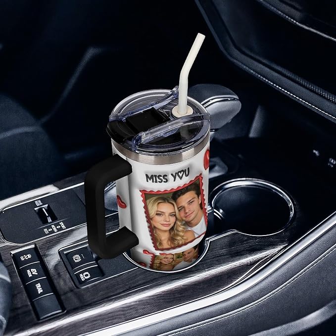 Personalized Tumbler Custom Vacuum Insulated Travel Mug Customizable Coffee Cup with Your Photos and Text Christmas Birthday Gift (40oz Design 7)