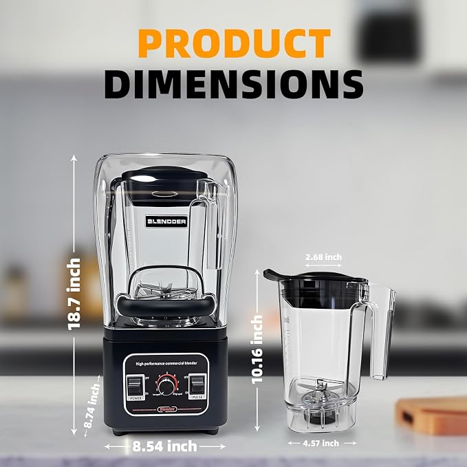 Commercial Blender Heavy Duty Restaurant, Professional Quiet Blender,1800W Commercial Mixer for Smoothies, Noise Reduction Blenders for Kitchen and Business (Model: G7)