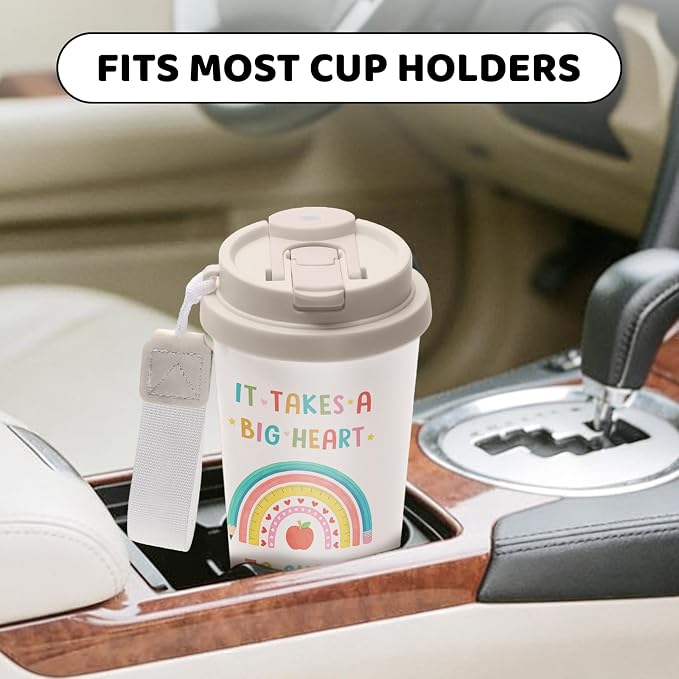 Teacher Gifts Stainless Steel 2-in-1 Lid Coffee Tumbler 18 oz Teacher Themed Insulated Travel Coffee Mug Appreciation Gift for Teacher's Day Graduation Birthday