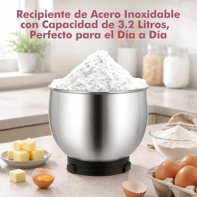 Kitchen in the box Stand Mixer,3.2Qt Small Electric Food Mixer,6 Speeds Portable Lightweight Kitchen Mixer for Daily Use with Egg Whisk,Dough Hook,Flat Beater (Purplish-red)