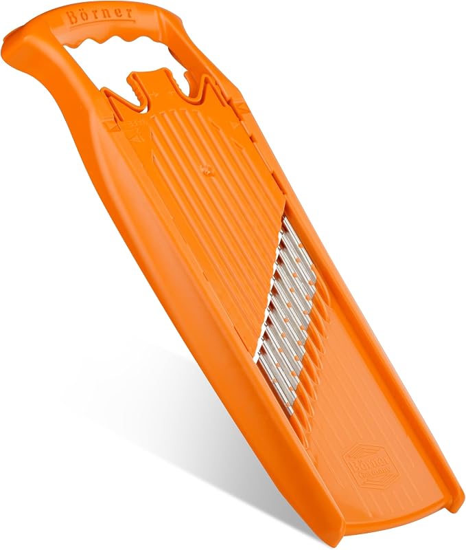 Börner Wave-Waffle PowerLine Crinkle Cut Vegetable Slicer (Orange) • Slicer for Wave & Waffle Cut • Wavy Vegetable Cutter • Slicer for Lattice Potatoes & Chips • Wavy Potato Slicer