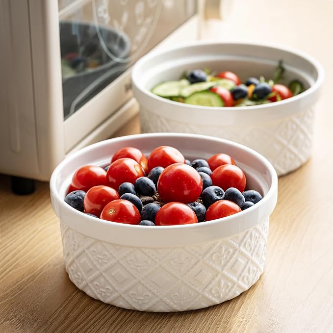 28 Oz Ceramic Bowls Set with Lids Oven Safe, Airtight Food Storage Containers Set of 4, Serving Bowls with Lids for Kitchen, Camping, Office Lunch, Breakfast, Charcuterie Bowls, Meal Prep Containers
