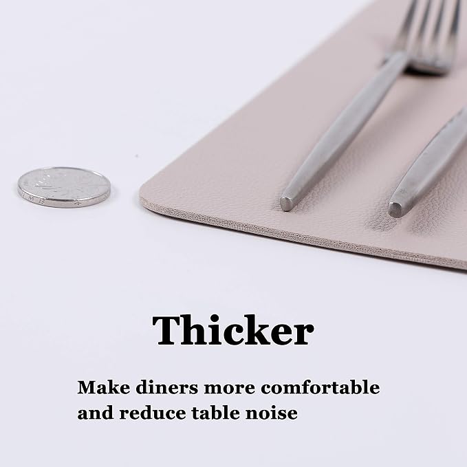 Wipeable Placemats Leather Table Mats Waterproof Heat-Resistant Easy to Clean for Dining Table Set Kitchen Table (6, Taupe)