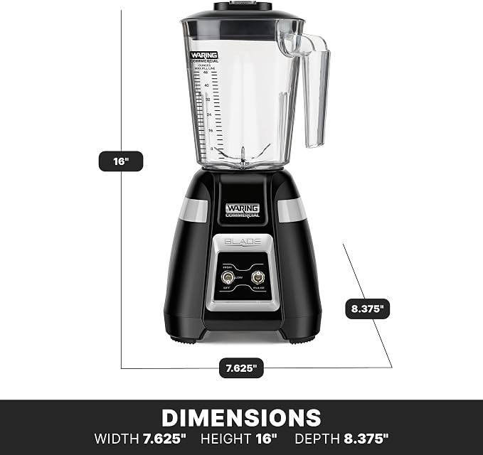 Waring Blade Blender with 48 oz Copolyester Jar & Toggle & Pulse | 1.5 Horsepower Motor, 2-Speed Toggle Controls with Pulse, 48 oz Copolyester Jar, for Bars & Restaurants, NSF Certified