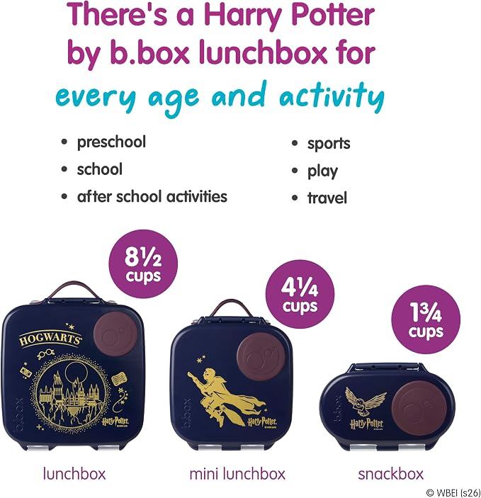 b.box Harry Potter Mini Lunch Box Kids, Snack Containers for Kids, 4.25 Cup | Bento Box for Kids, Perfect 1st Lunch Box, Lunch Containers, Leak Proof, Dishwasher Safe, BPA Free, PFAS Free, Ages 3+