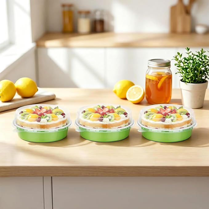 Beasea Mini Tart Pans with Lids 120 Pack, 7.3oz 4 Inch Matcha Green Disposable Aluminum Foil Baking Cups Pie Tart Tins Individual Dessert Mini Cake Containers Oven Dishes for Cheesecake Muffin