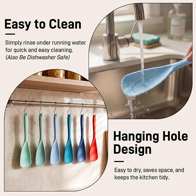 3 PACK Silicone Cooking Spatula & Spoon for Nonstick Cookware, BPA-Free | Multifunction Spoonula for Baking, Cooking, Serving, Mixing, Stirring, Scoop, Scrape - One-Piece Formed, Dishwasher Safe