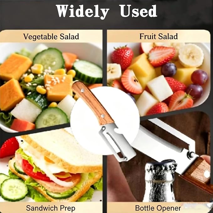 Multifunctional Vegetable Peeler for Kitchen, Stainless Steel Peeler With Bottle Opener and Wooden Handle, Kitchen Peeler for Fruit or Vegetables (2 pcs)