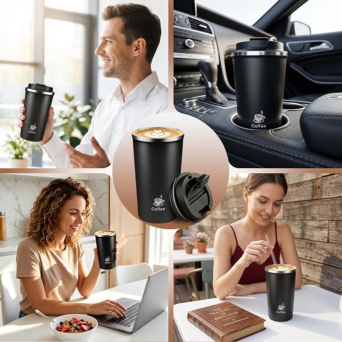 17oz Travel Coffee Mug ,Leakproof Vacuum Coffee Cup Insulated Tumbler | 304 Stainless Steel, Double-Wall Vacuum Insulated, Leakproof, Fits Hot & Cold Drinks Car Cup Holders, Travel, Office