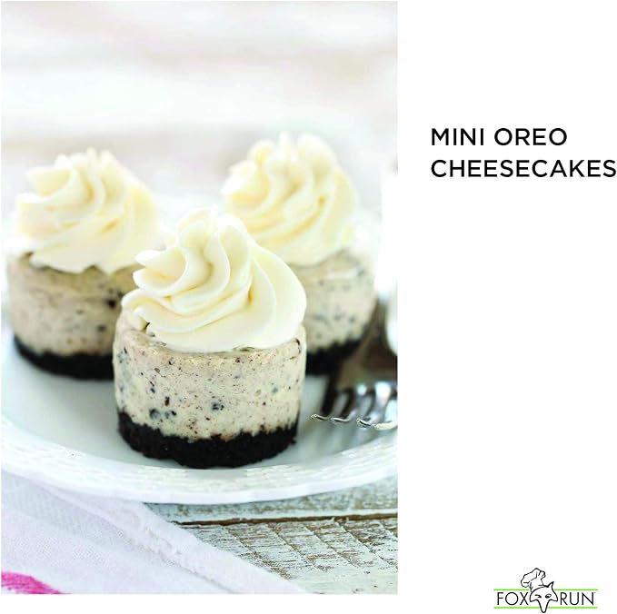 Fox Run Mini Cheesecake Pan with Removable Bottoms, Non-Stick, 10.5 x 14 x 1.5 inches | Removable Bottoms & Nonstick For Easy Release | Makes 12 Mini Cheesecakes | Carbon Steel Small Cheesecake Baking Pan
