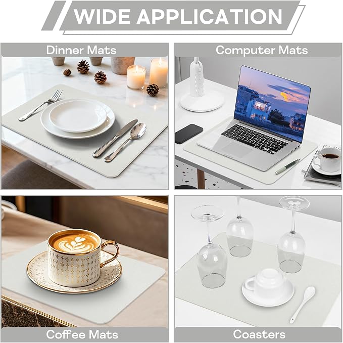Faux Leather Placemats Set of 6 Heat Resistant Table Mats 17×12 Inch | Waterproof & Wipeable Place Mats Set of 6 Dual Sided Table Placemats for Kitchen Dining Decor Indoor & Outdoor 43×30 CM Cream