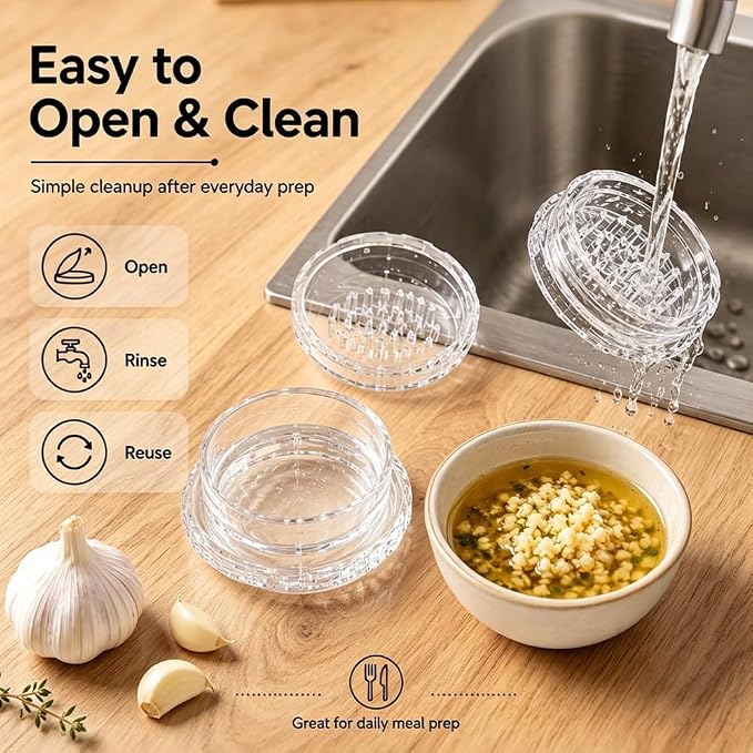 2PCS Clear Manual Garlic Twister Multi-Functional Ginger Mincer Tool, Manual Garlic Twister and Mincer, Garlic Crusher, Garlic Grinder, Compact Garlic Mincer Tool, Ginger, Herbs (White-2PC)