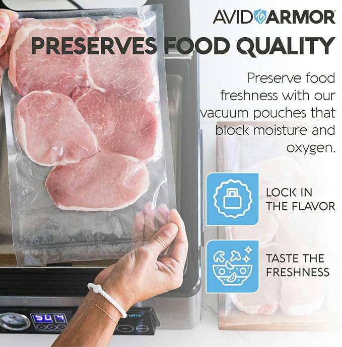 Avid Armor Chamber Vacuum Sealer Bags – 6x10" & 8x12" – 280 Pack – Heavy Duty Commercial Grade, BPA-Free Pouches for Sous Vide, Food Preservation, Meat Storage, Freezing, and Long-Term Storage