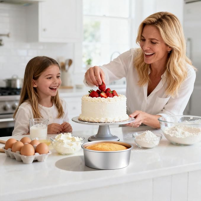 Beasea Cake Pans Removable Bottom, 8 inch Cheesecake Baking Pan Set of 2, Round Movable Cake Pan Aluminum Alloy Mini Cake Pan for Oven Baking