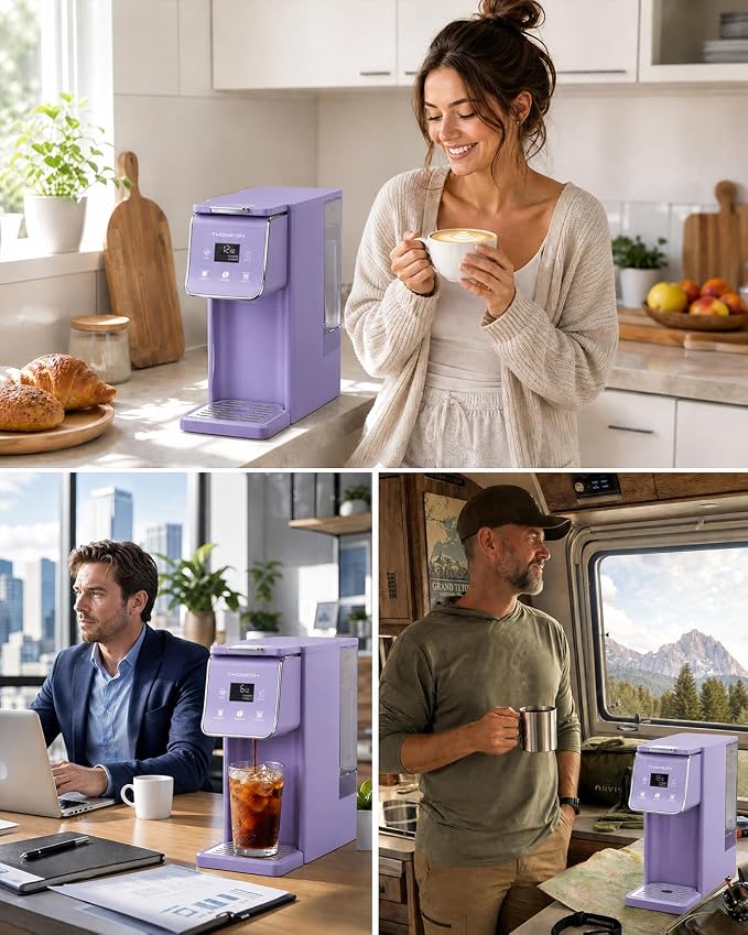 K Cup Coffee Maker, Single Serve Hot & Iced for K-Cup & Grounds | 52oz Removable Reservoir, Single Cup Coffee Maker with Bold Setting, 6-14oz Brew Sizes, Reusable Filter, Compact, Purple