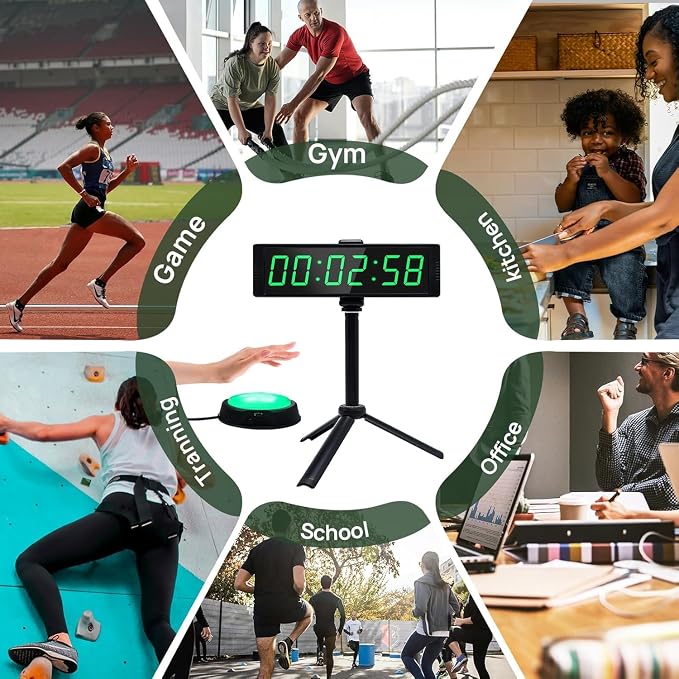 YZ Gym Timer Clock for Home Gym, Fitness Timer with Stopwatch, Large Digital Stopwatch Countdown Clock, 12/24H Digital Wall Clock, with Stand