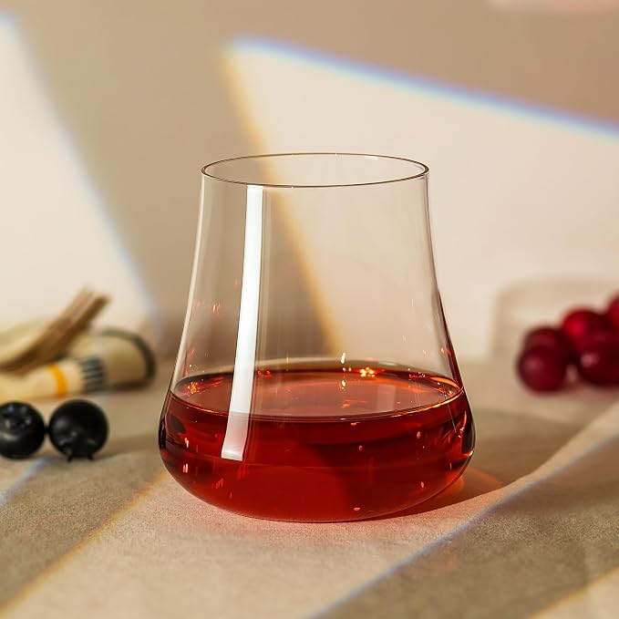Stemless Wine Glasses Set of 4, 20oz Large, Dishwasher Safe | Hand-Blown, Lead-Free Clear Crystal, No Stem Red Wine Glass, Ready to Gift, Birthday Wedding Christmas Daily Use
